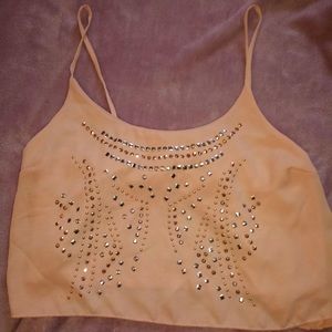 Charlotte Russe Pink Embellished Crop Tank